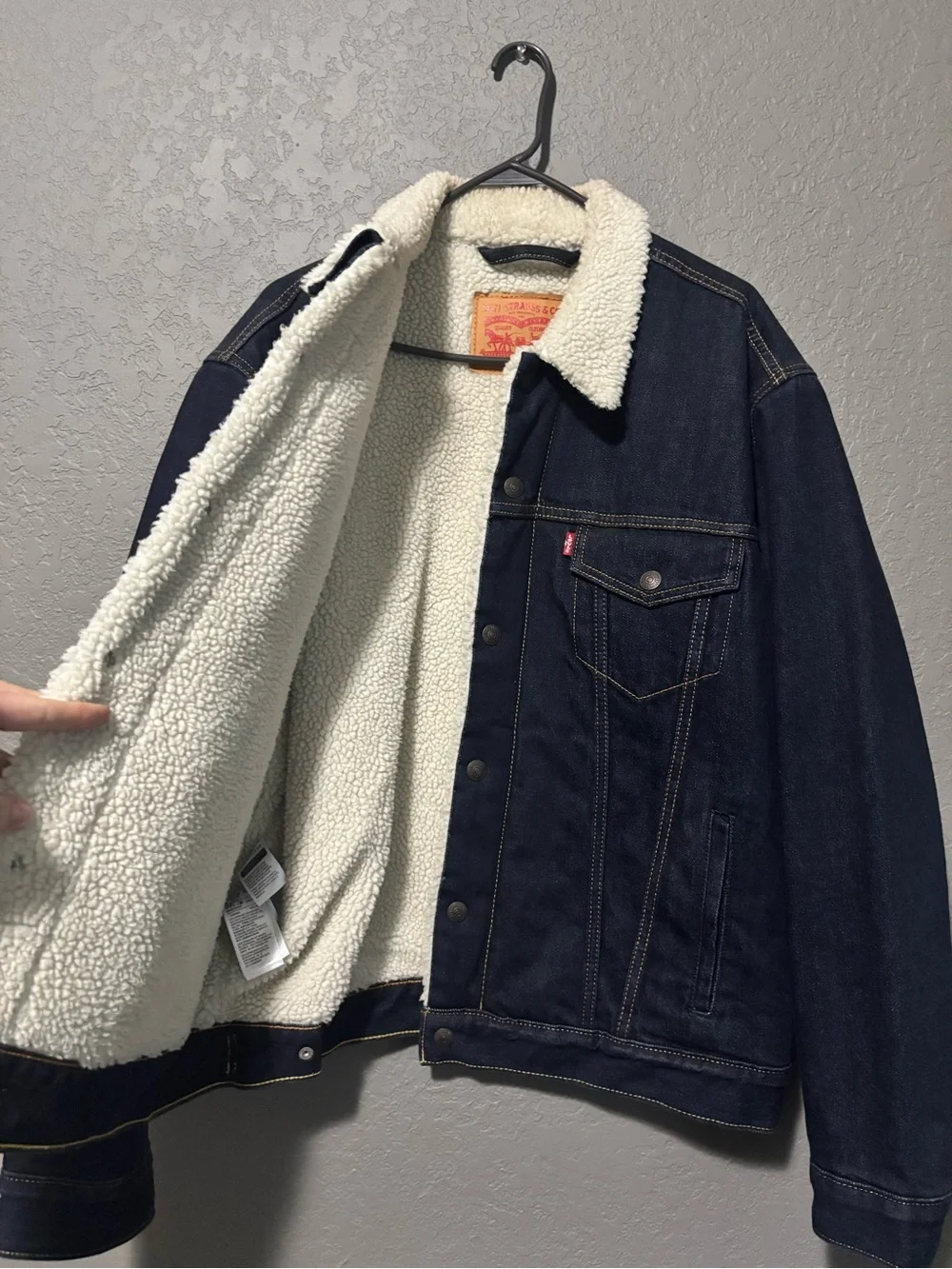 Levi's Dark Indigo Sherpa Collar Denim Jacket - Picture 3 of 6